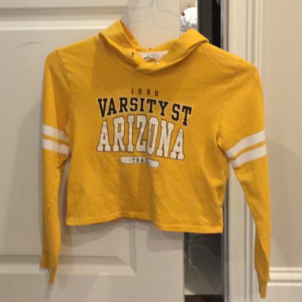 Mustard yellow crop top/ hoodie